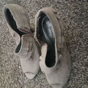 Gianni Bini Women's Beige Peep-Toe Ankle Boots